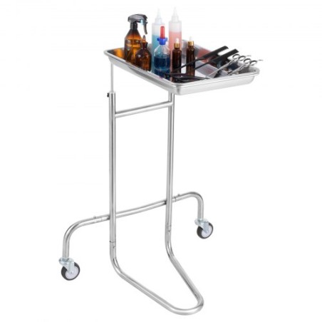 Stainless Steel Lab Cart with Single Tray & 2 Silent Wheels for Lab Clinic