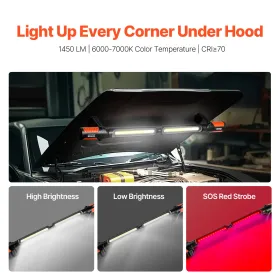 Underhood Work Light 1450LM 4400mAh LED Magnetisk arbejds