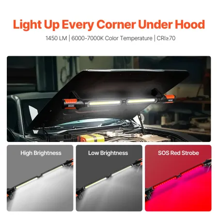 Underhood Work Light 1450LM 4400mAh LED Magnetisk arbejds
