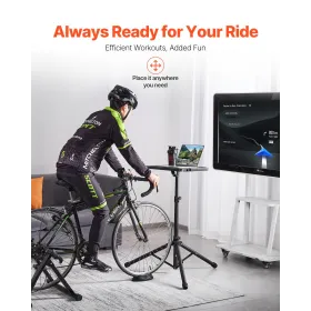 Cycling Desk, Stationary Foldable Adjustable Bike Trainer & Treadmill Desk with Triangle Support, Non-Slip Multi-Slot Bike Train