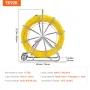 Fish Tape Puller Fiberglass 200mx7,9mm (656 ft 5/16 in) Wire Cable Running Duct Rodder