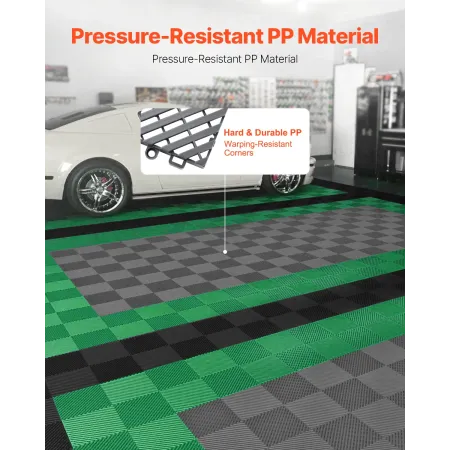 Interlocking Drainage Mat, 12” x 12” Modular Interlocking Cushion, 24 Pcs Splicing Drainage Mats, Non-Slip Gray PP Drainage Floo