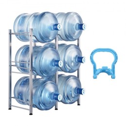3 Tiers Water Jug Holder Double Row Water Bottle Rack for 6 Bottles Silver