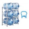 3 Tiers Water Jug Holder Double Row Water Bottle Rack for 6 Bottles Silver