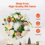 Artificial Decorative Wreath, 24 in, White Pink Yellow, Decorated with Peonies, Hydrangeas, Year Round Wreath for All Seasons In