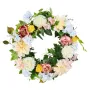 Artificial Decorative Wreath, 24 in, White Pink Yellow, Decorated with Peonies, Hydrangeas, Year Round Wreath for All Seasons In