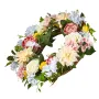 Artificial Decorative Wreath, 24 in, White Pink Yellow, Decorated with Peonies, Hydrangeas, Year Round Wreath for All Seasons In
