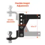 Adjustable Trailer Hitch, Fit 2-Inch Receiver, Trailer Hitch Ball Mount with 2-Inch Ball & Pin, 7500 lbs Capacity Ball Hitch, 9-