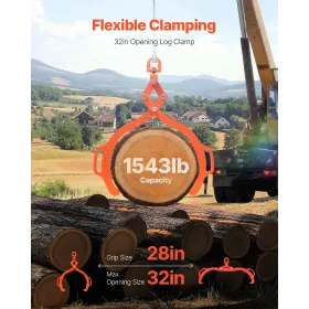32 tommer tang til tømmerløftning med 2 klor, massiv ståltømmerklo, drejelig tømmerværktøj