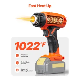 Cordless Heat Gun Hot Air Gun with LCD Display Multi-Level Temp & 4 Nozzles