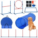 Dog Agility Training Equipment 5 PCS Set with Hurdles Tunnel Jump Ring