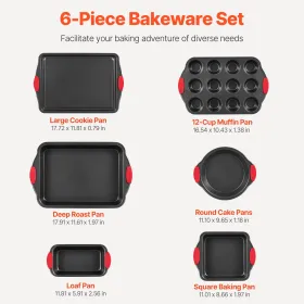 Bagepande sæt 6-delt nonstick carbon stål sæt med