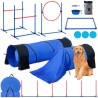 Dog Agility Training Equipment 7 Pcs Set W/ Hurdles 2 Tunnels Jump Ring