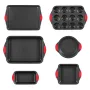 Baking Pans Set, 6-Piece, Nonstick Carbon Steel Cookware Sheets & Trays, Stackable Kitchen Oven Bakeware Cooking Sets with Silic