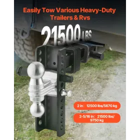 Justerbar trailer Hitch 2 "Modtager 8" Drop Tri-Ball Hitch 21500 lbs