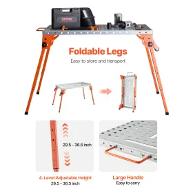 g Table 44" x 21" 500LBS Folding Workbench with 4-Level Adjustable Height