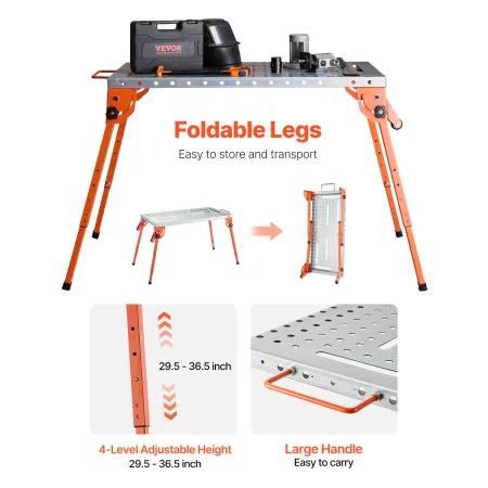 g Bord 44" x 21" 500LBS sammenfoldelig arbejdsbænk med 4-niveau