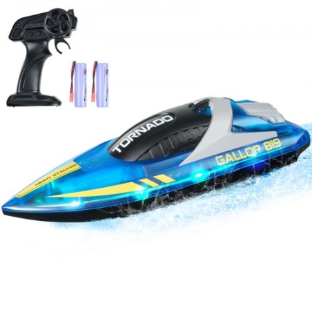 RC Boat 2.4 GHz fjernbetjening Racing Boat 12 km/t Kids Voksne Gave Blue