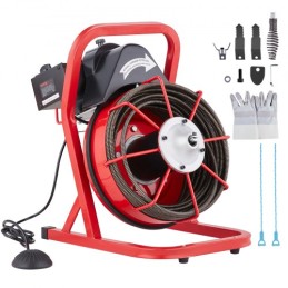 Drain Cleaner Machine Drain Auger 75FT x 3/8 Inch Manual Feed & 4 Cutters