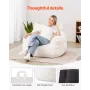 Bean Bag Chair, 3 feet Bean Bag Chair with Soft Armrests and Storage Pocket, 25D Memory Foam Filled with Soft Teddy Velvet Cover