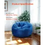 Bean Bag Chair, 3 feet Round Bean Bag Chair with Removable and Washable Cover, 25D Memory Foam Filled with Soft and Smooth Dutch