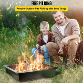 Fire Pit Ring, 36-Inch Outer/30-Inch Inner Diameter Fire Pit Insert,1.5 mm Thickness Fire Ring, DIY Steel Ring with Tongs