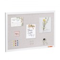 30"x20" White Cork Board with Linen Surface Wall-Mounted Bulletin Board