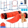 Dog Agility Training Equipment 7 PCS Set Upgrade w/ Hurdles 2 Tunnels Ring