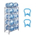 5-Tier Water Jug Holder Double Row Water Jug Rack 10 Bottles Silver Gray