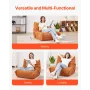 Bean Bag Chair, L-Shaped Bean Bag Chair with Soft Armrests and Storage Pocket, 25D Memory Foam Filled with Soft Teddy Velvet Cov