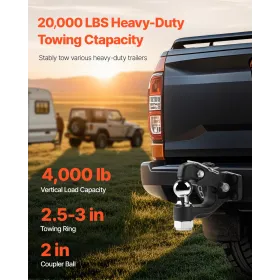 Pintle Hitch Combination 2 "Hitch Ball for 2,5" -3 "Lunette Ring 20000 lbs