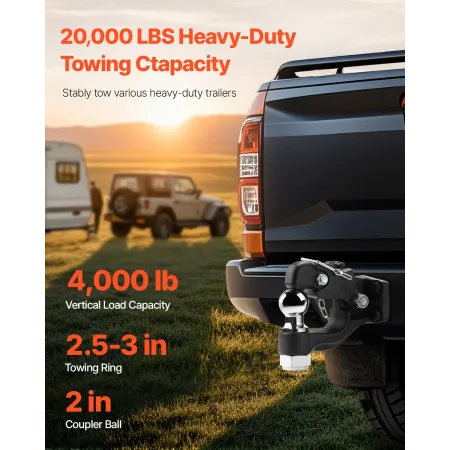 Pintle Hitch Combination 2 "Hitch Ball for 2,5" -3 "Lunette