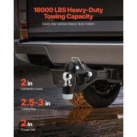 Pintle Hitch 2 inches Modtager Hook 2,5-3 tommer Lunette Ring 16000 lbs