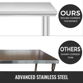 Stainless Steel Catering Work Table 36x24 Inch Commercial Work Table with 4 Wheels Commercial Food Prep Workbench with Flexible