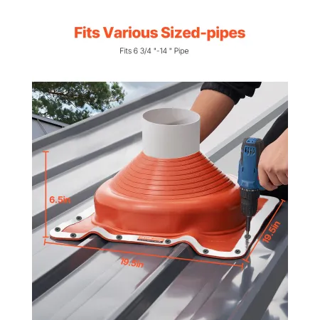 2Pcs Roof Pipe Flashing Boots, Fit Pipe OD 6-3/4" to 14", Flexible Silicone Roofing Jack Pipe Flashing, High Temp -101℉ to 437℉,