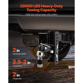 Pintle Hitch 2 inches Receiver Hook 2.5-3 inches Lunette Ring 20000 lbs