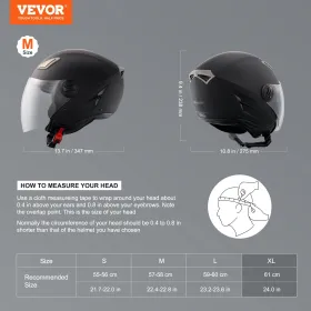 Motorcycle Helmet, 3/4-Face, Smart Street ABS & High Density Helmet with Interchangeable Lens, DOT Approved Comfortable Motocros