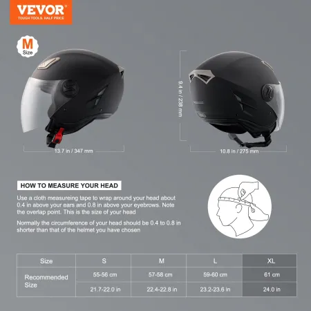 Motorcycle Helmet, 3/4-Face, Smart Street ABS & High Density Helmet with Interchangeable Lens, DOT Approved Comfortable Motocros