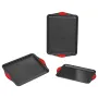 Baking Pans Set, 3-Piece, Nonstick Carbon Steel Cookware Sheets & Trays, Stackable Kitchen Oven Bakeware Cooking Sets with Silic