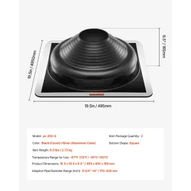 2 Pcs Metal Roof Pipe Flashing Boots Fit 6-3/4" - 14" Pipe High Temp EDPM