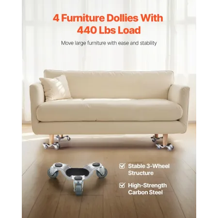 Møbler dolly 4 stål stål tri-dolly sæt møbler mover 440 lbs