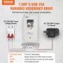 VFD 7,5 hk 5,5 kW 25A 1 eller 3 fase AC 220V input til 3 fase