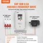 VFD 5HP, 4KW, 8.5A, 3 Phase AC 380V Input to 3 Phase AC 0 - 380V Output Variable Frequency Drive, 50/60Hz Input, 0-2000Hz Output