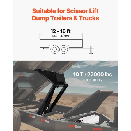 Hydraulic Dump Lift Kit, 22,000 lb/10 T Dump Trailer Hydraulic Scissor Hoist Kit Standard Kit, Hydraulic Dump Bed Kit with 12V H