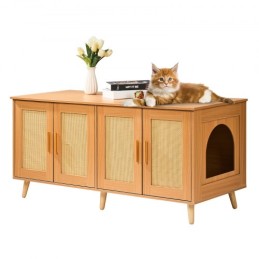 Cat Litter Box Enclosure Wooden Litter Box Furniture Hidden for 2 Cats