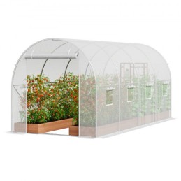 Walk-in Tunnel Greenhouse 14.6x6.36x6.3ft galvaniseret ramme PE-dækning Hvid