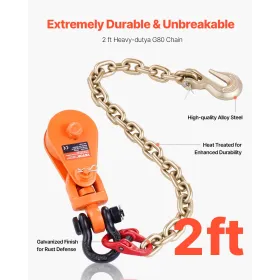 2 ton Snatch Block Chain Flatbed Tow Truck Rollback Car Carrier -kabel