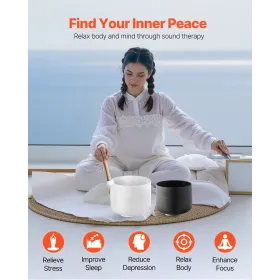 2stcs Crystal Singing Bowls 8 "og 10" A & F Note Singing Bowls & Carry Bag