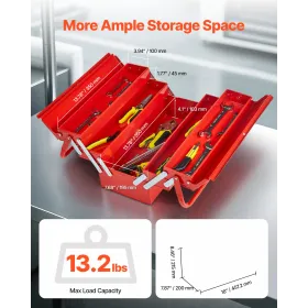 Værktøjskasse 18-tommer 3-lag 5-bakke foldning af cantilever værktøjskasse med håndtag