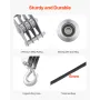 4400 lbs Breaking Strength 100 FT Rope Pulley Hoist, 5:1 Lifting Power Heavy Duty Pulley System with 2pcs Soft Loops, Metal Whee